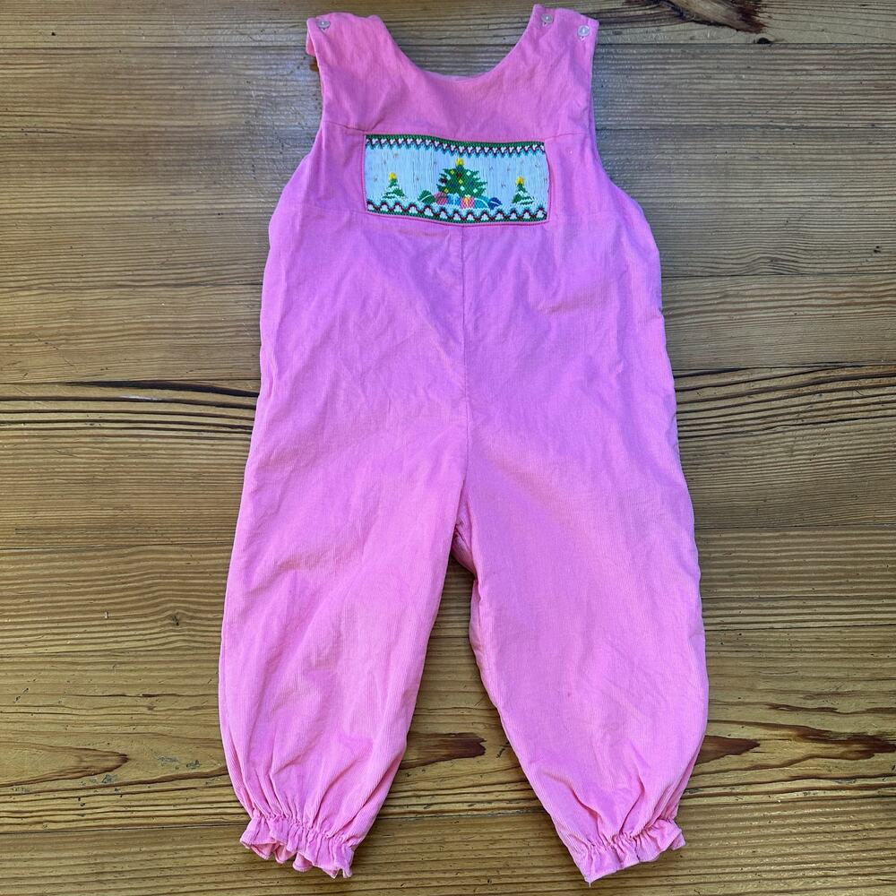 Rosalina‎ pink corduroy Christmas smocked overall pants SIZE 24M